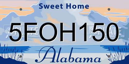 5FOH150 Alabama License Plate
