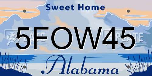 5FOW45 Alabama License Plate