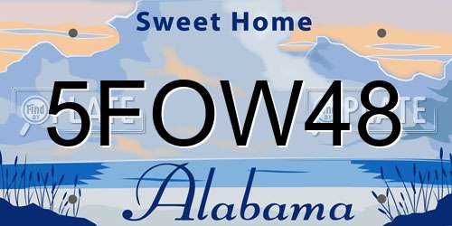 5FOW48 Alabama License Plate