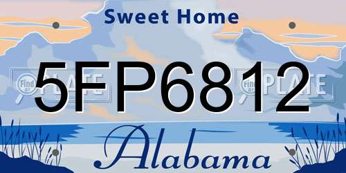 5FP6812 Alabama License Plate