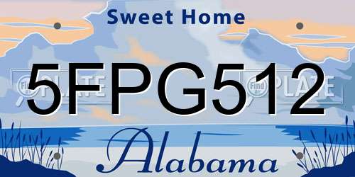 5FPG512 Alabama License Plate