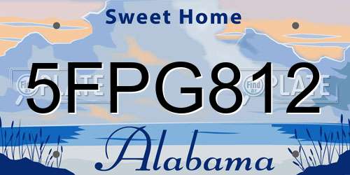 5FPG812 Alabama License Plate