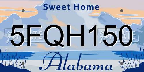 5FQH150 Alabama License Plate