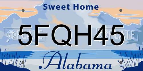 5FQH45 Alabama License Plate