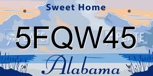5FQW45 Alabama License Plate