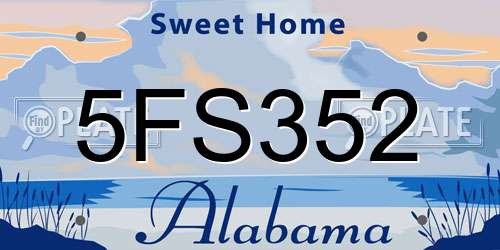 5FS352 Alabama License Plate