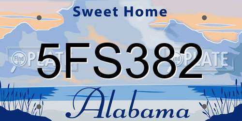 5FS382 Alabama License Plate