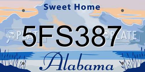 5FS387 Alabama License Plate