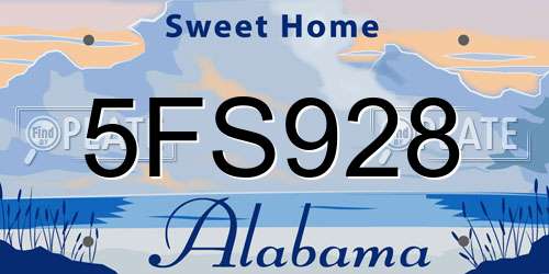5FS928 Alabama License Plate