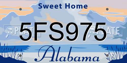 5FS975 Alabama License Plate