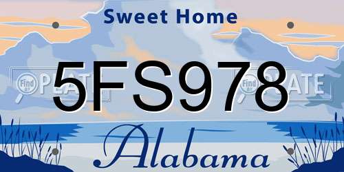 5FS978 Alabama License Plate