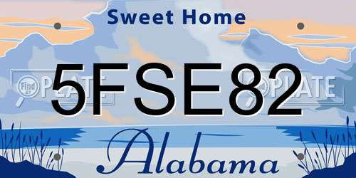 5FSE82 Alabama License Plate
