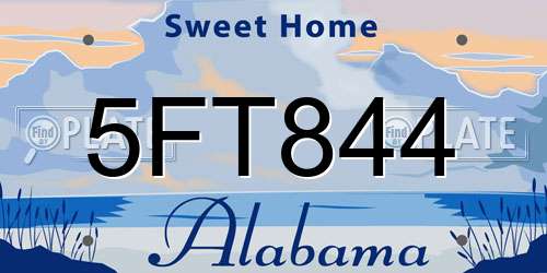 5FT844 Alabama License Plate