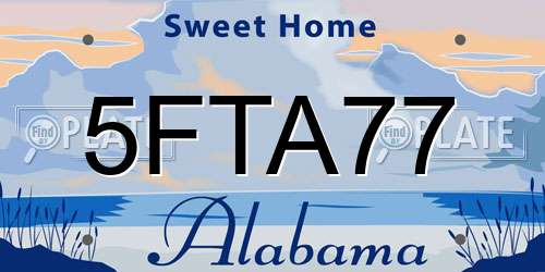 5FTA77 Alabama License Plate