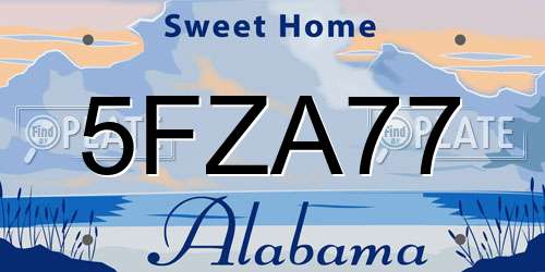 5FZA77 Alabama License Plate