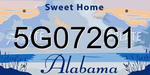 5G07261 Alabama License Plate