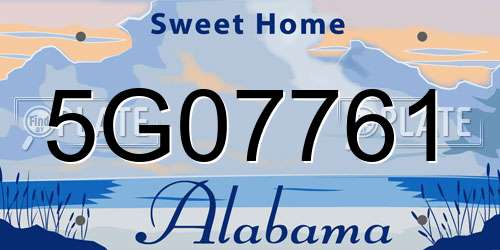 5G07761 Alabama License Plate
