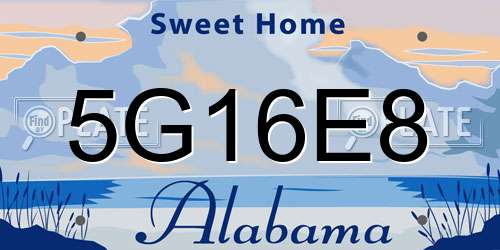5G16E8 Alabama License Plate