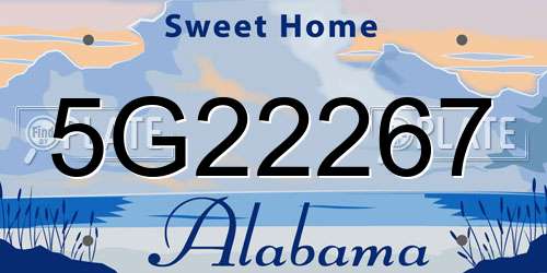 5G22267 Alabama License Plate