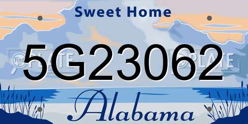 5G23062 Alabama License Plate