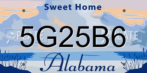 5G25B6 Alabama License Plate