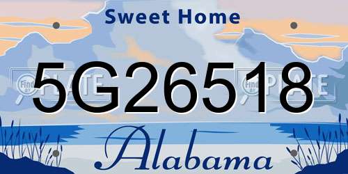 5G26518 Alabama License Plate