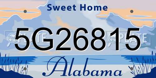 5G26815 Alabama License Plate