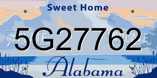 5G27762 Alabama License Plate