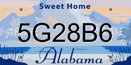 5G28B6 Alabama License Plate