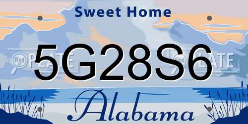 5G28S6 Alabama License Plate