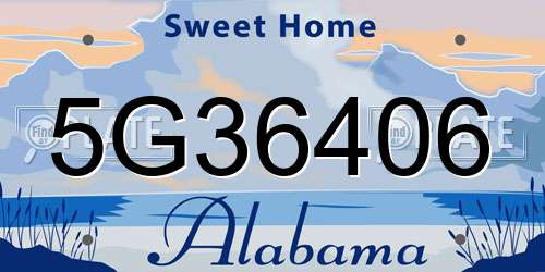 5G36406 Alabama License Plate