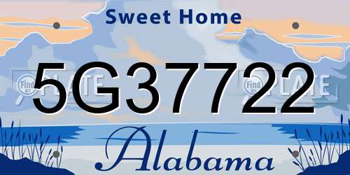 5G37722 Alabama License Plate