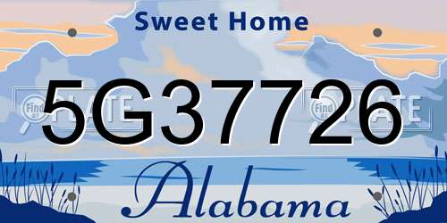 5G37726 Alabama License Plate