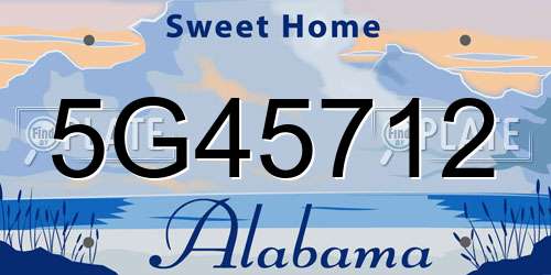 5G45712 Alabama License Plate