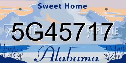 5G45717 Alabama License Plate