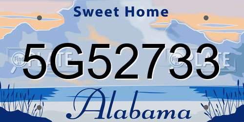 5G52733 Alabama License Plate