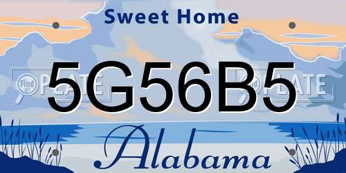 5G56B5 Alabama License Plate