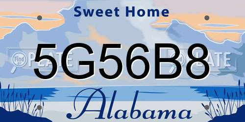 5G56B8 Alabama License Plate