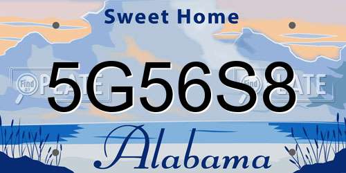 5G56S8 Alabama License Plate