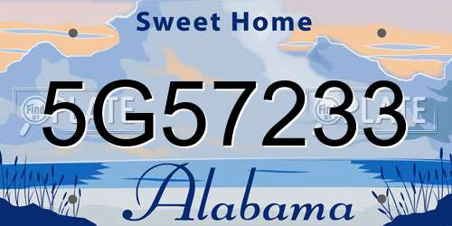 5G57233 Alabama License Plate