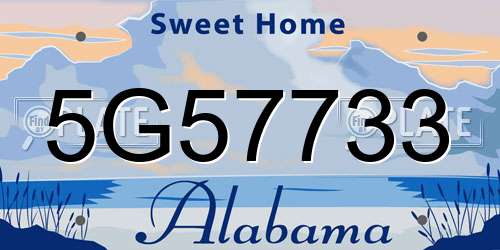 5G57733 Alabama License Plate