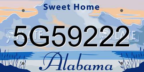 5G59222 Alabama License Plate