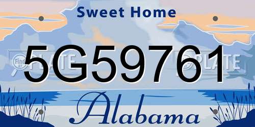 5G59761 Alabama License Plate