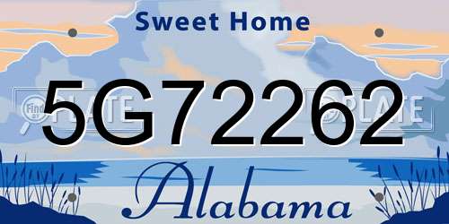 5G72262 Alabama License Plate