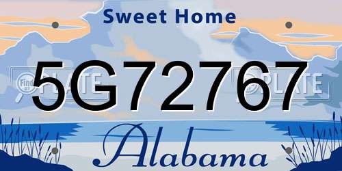 5G72767 Alabama License Plate