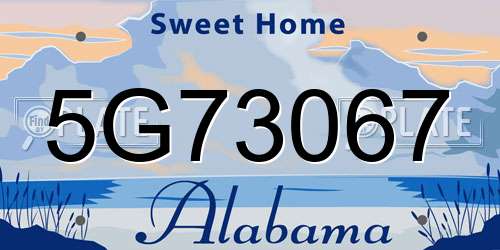 5G73067 Alabama License Plate
