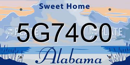 5G74C0 Alabama License Plate