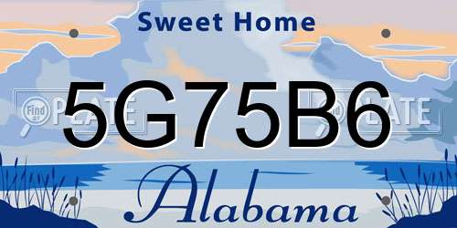 5G75B6 Alabama License Plate