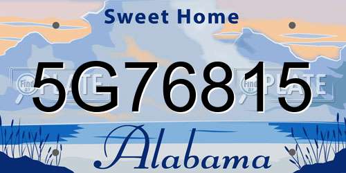 5G76815 Alabama License Plate