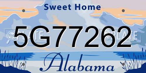 5G77262 Alabama License Plate